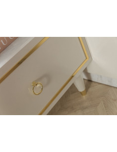 Table de chevet Modèle Deco Couleur Blanc / or Apportez une note d’...