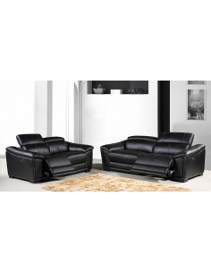 2 Ensemble Canap? relax ?lectrique Alexander en cuir - Noir