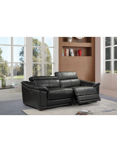Ensemble Canapé relax électrique Alexander en cuir - Noir 3+2+1 pla...