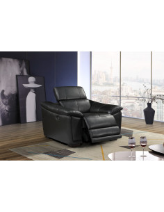 Ensemble Canapé relax électrique Alexander en cuir - Noir 3+2+1 pla...