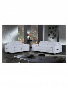Ensemble Canapé relax électrique en cuir DOA - Blanc cassé 3+1 plac...