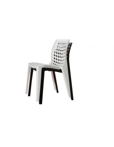 Lot de 4 Chaises en polypropylène empilable salle à manger bar café-NOIR