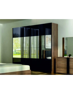 Armoire - porte coulissante miroir- FESTI- chêne - noir