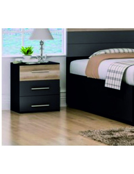 Table de chevet  HELINA -noir gris, chêne