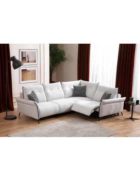 Canapé d'angle Mozart Gris perle- relax electrique