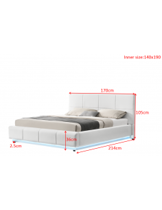 Lit led avec coffre de rangement Clara - Blanc Le Lit Led Clara est...