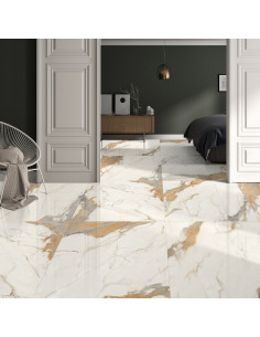 CARRELAGE EFFET MARBRE 80X80CM GOLDEN STATUARIO  Fiche technique  F...