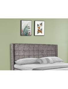 Lit avec Coffre de Rangement Cosmos Matelassé en Tissu Gris  Descri...