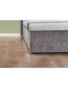 Lit avec Coffre de Rangement Cosmos Matelassé en Tissu Gris  Descri...