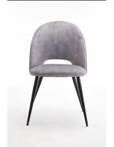 PACK 4 CHAISES EN VELOURS SANDRA GRIS CLAIR Découvrez le modèle "Sa...