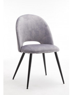 PACK 4 CHAISES EN VELOURS SANDRA GRIS CLAIR Découvrez le modèle "Sa...