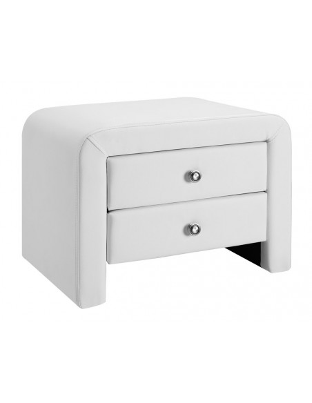 Table de chevet 2 tiroirs Houston - Blanc - Polyuréthane