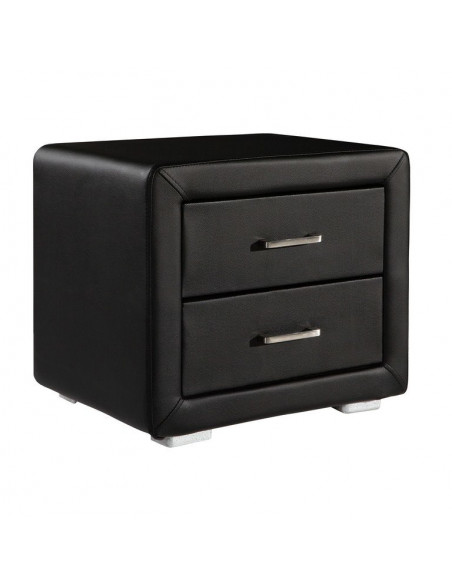 Table de chevet 2 tiroirs Lisbon - Polyuréthane Noir