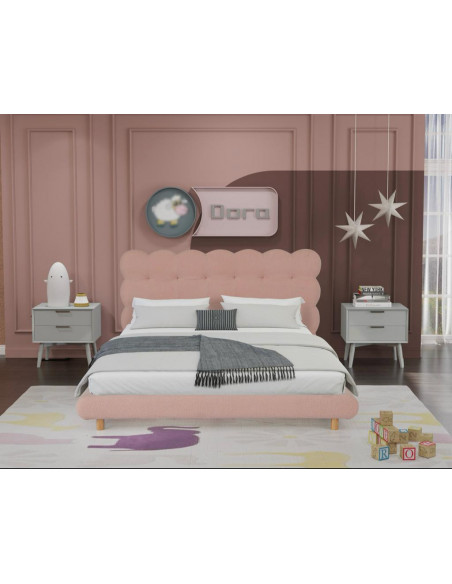 Lit enfant rose élégance et confort modèle JUSTINE