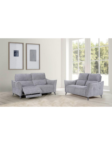 Ensemble de Canapé relax électrique en tissu ALLURE - gris 3+2 places