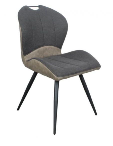 Lot de 2 chaises en tissu Gris/Taupe modèle GALA