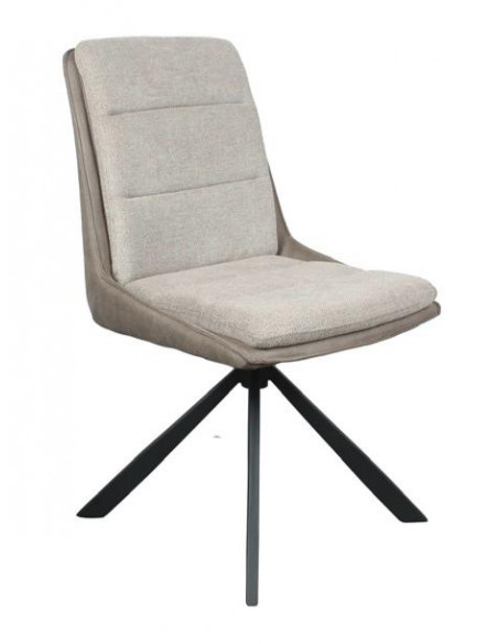 Lot de 2 chaises en tissu pivotante Marron&Beige modèle BERLIN