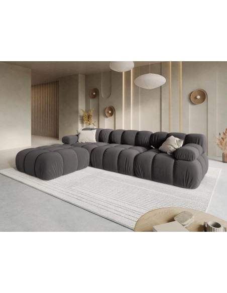 Canapé modulable 4 places en tissu velours modèle MELIS