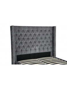 Lit avec coffre de rangement gris silver modèle Joey