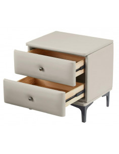 Table de chevet en simili cuir couleur beige modèle Luxuria