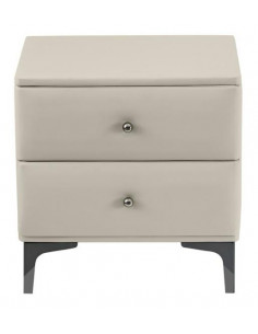 Table de chevet en simili cuir couleur beige modèle Luxuria