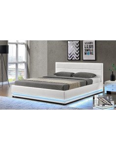 2 Lit led avec coffre de rangement AVA Blanc