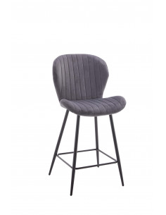Tabouret de Bar Cleo - Assise en Tissu et Pieds en Acier Noir