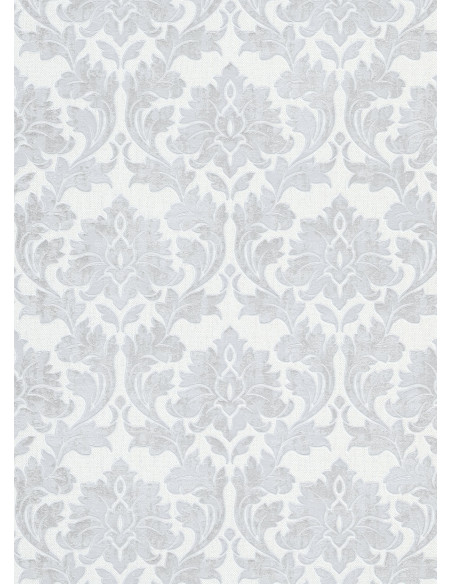 Papier peint - motif baroque blanc et gris