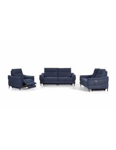 Ensemble Relax Électrique 3+2+1 en Tissu Bleu Foncé – Confort et Él...