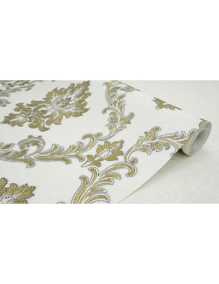 Papier Peint Baroque Élégant - Détails Dorés et Noir, 106 cm x 10,05 m