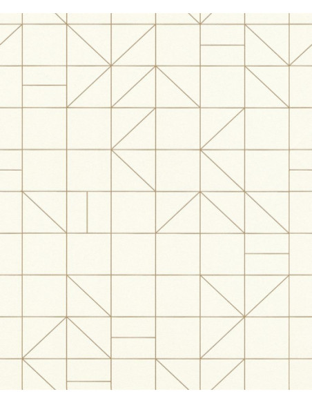 Papier Peint Géométrique Minimaliste Doré - Design Contemporain, 53 cm x 10,05 m