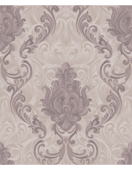 Papier Peint Baroque Mauve Élégant - Grande Largeur, 106 cm x 10,05 m