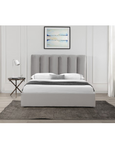 Lit avec coffre de rangement en velours GRIS modèles LISA Découvrez...