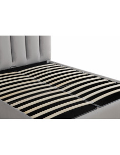 Lit avec coffre de rangement en velours GRIS modèles LISA Découvrez...