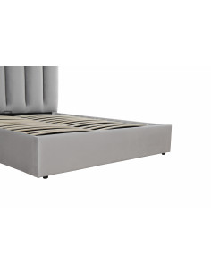 Lit avec coffre de rangement en velours GRIS modèles LISA Découvrez...