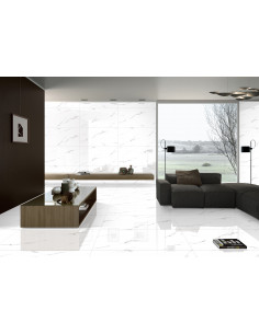 Carrelage SERBIAN WHITE 60x120 Brillant – L'Éclat du Blanc pour un Design Épuré et Moderne