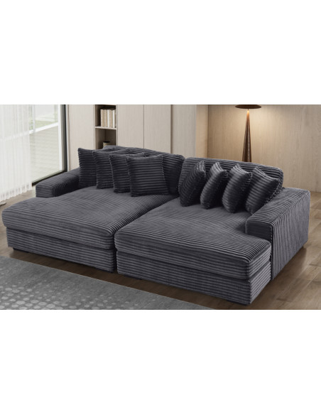 Canapé panoramique Prince en velours côtelé – Élégance royale et confort généreux