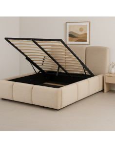 Lit Coffre de Rangement Delphine en Velours – Élégance Douce et Fonctionnalité Optimale