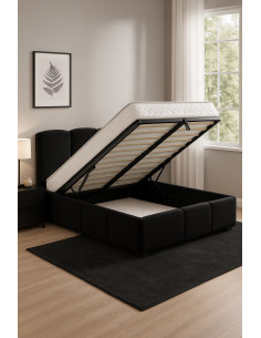 Lit Coffre de Rangement Delphine en Velours – Élégance Douce et Fon...