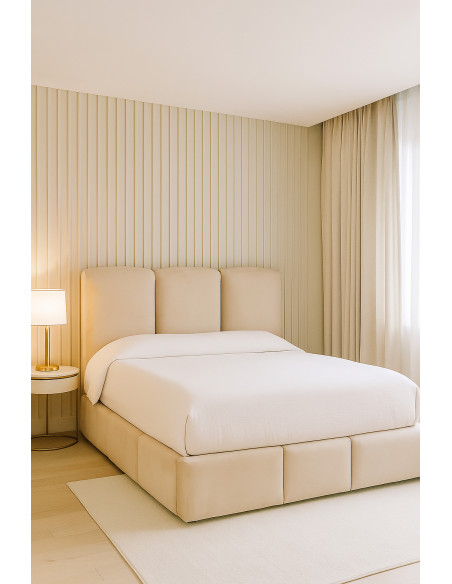 Lit Coffre de Rangement Delphine en Velours – Élégance Douce et Fonctionnalité Optimale