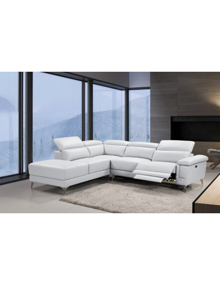 Canapé d'Angle Relax Alessandro en Cuir de Buffle - Édition Ivoire